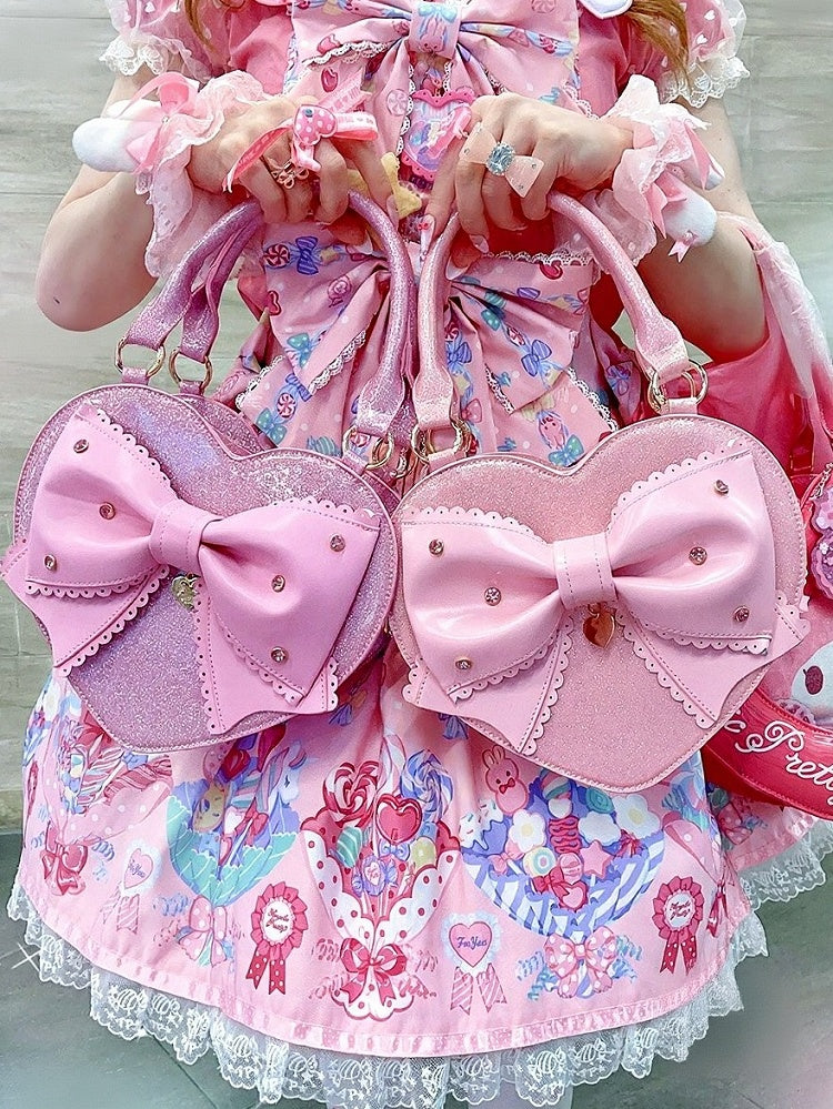 Multicolor Sparkling Bowknot Lolita Handbag - Sheep Puff