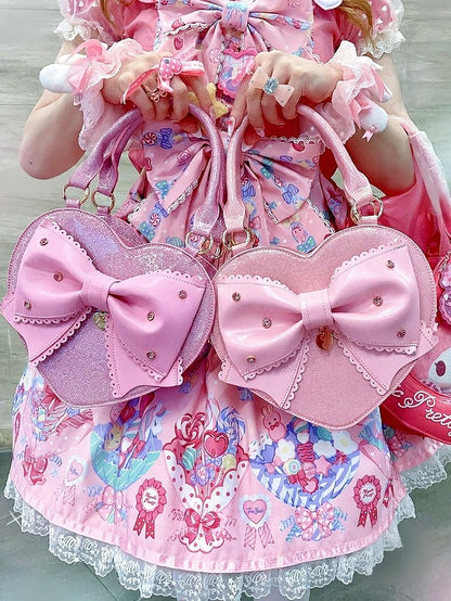 Multicolor Sparkling Bowknot Lolita Handbag - Sheep Puff