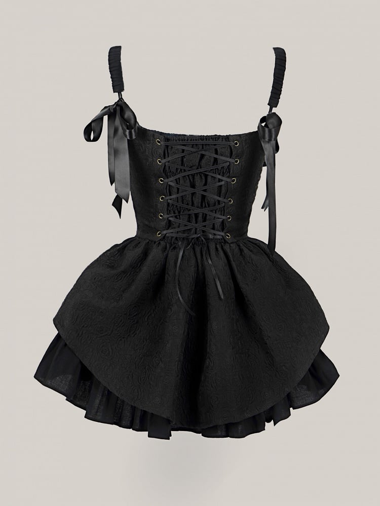 Neckline Bodice Black Set Square Boned Jumper Skirt Elegant
