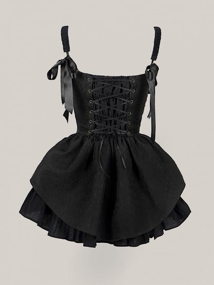 Skirt Set Black Neckline Boned Jumper Bodice Elegant Square