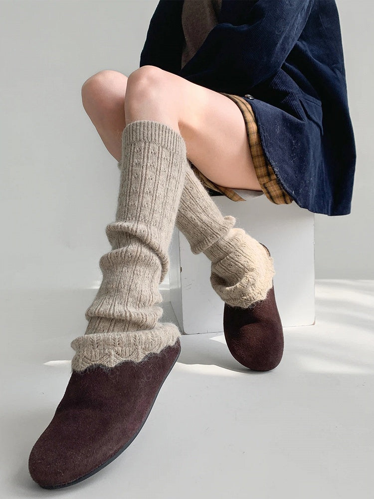 Colors） Knit Ribbed Slouchy Warmers （6 Leg Stirrup