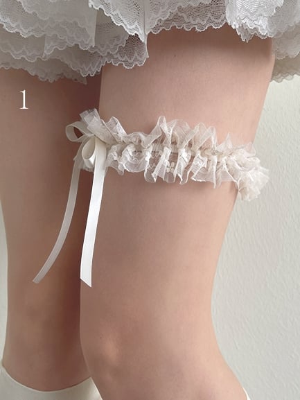 mit Schleife Overknee-Strümpfe Beige Spitze