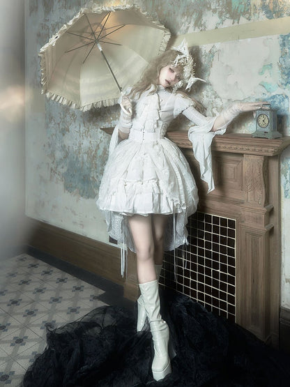 White Shiro Puff Short Sleeves Gothic Lolita  Blouse