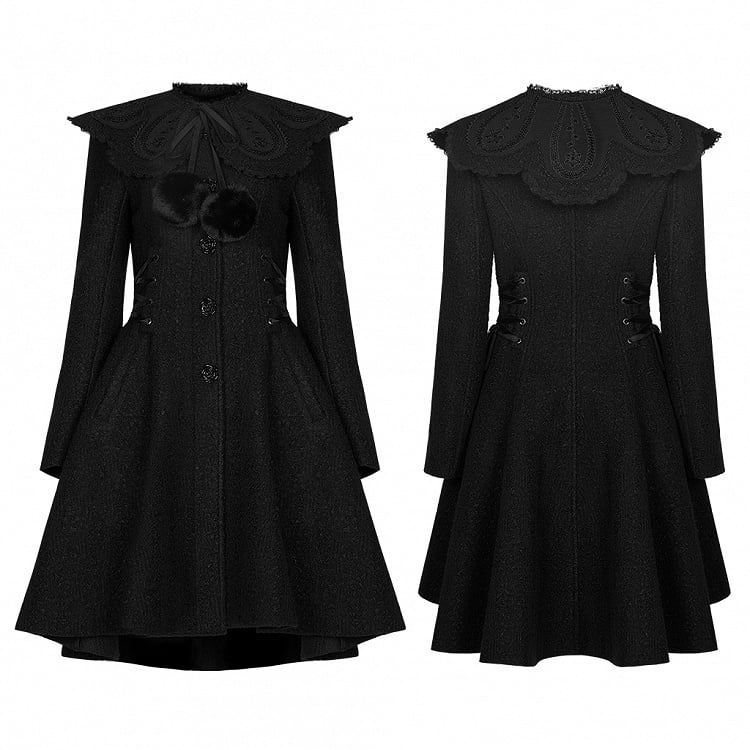 Goth Coat Black Woollen