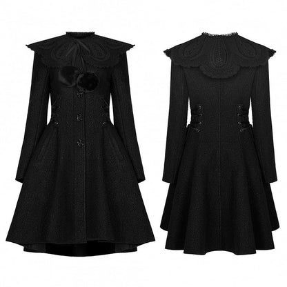 Goth Coat Black Woollen