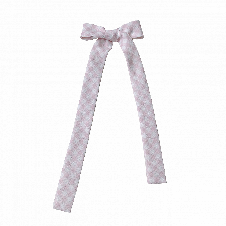 Rosa karierte Schleifenbrosche