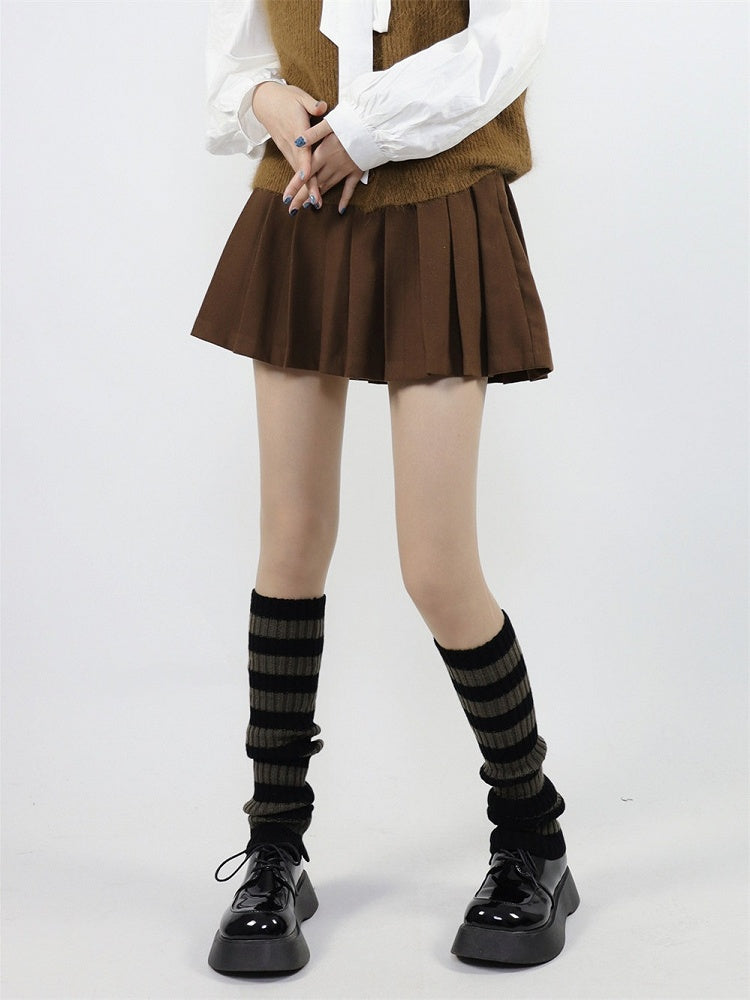 Warmers Stripes Knit Leg 48cm and Dark Black Gray Warm
