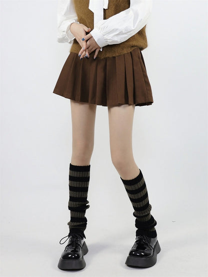 Warmers Stripes Knit Leg 48cm and Dark Black Gray Warm