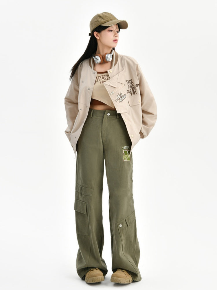 Zootopia Grüne Vintage Cargohose mit geradem Bein