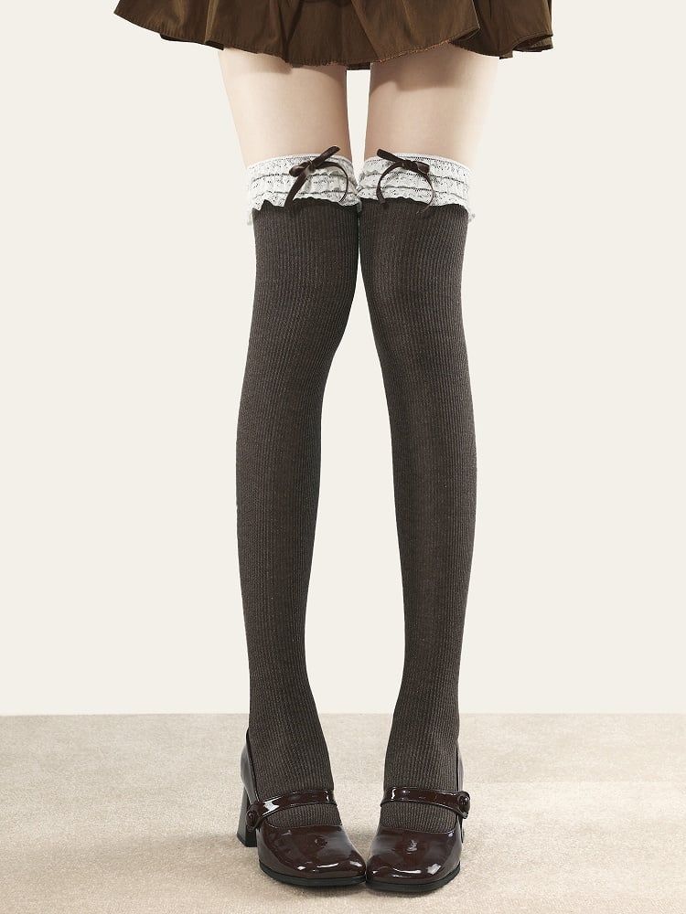 Bow Decoration Lolita 7 Lace-Trimmed Colors with Stockings