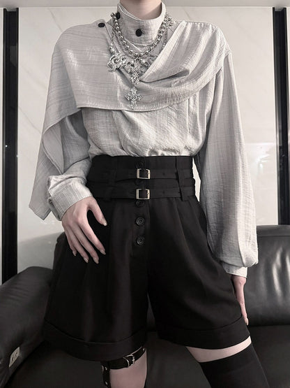 Ouji Style Short Pants with Double Waist Straps - Aont