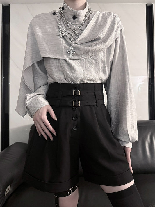 Ouji Style Short Pants with Double Waist Straps - Aont