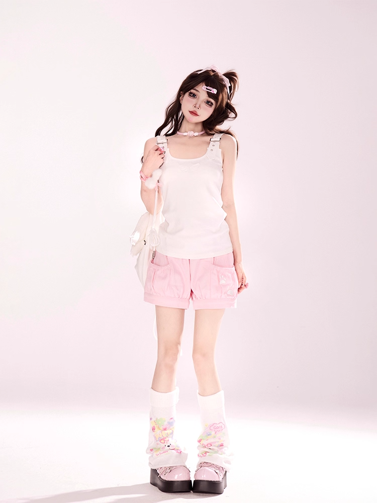 ショルダータンクトップ 調節可能なストラップ ホワイト エンジェルウィングデザイン バック