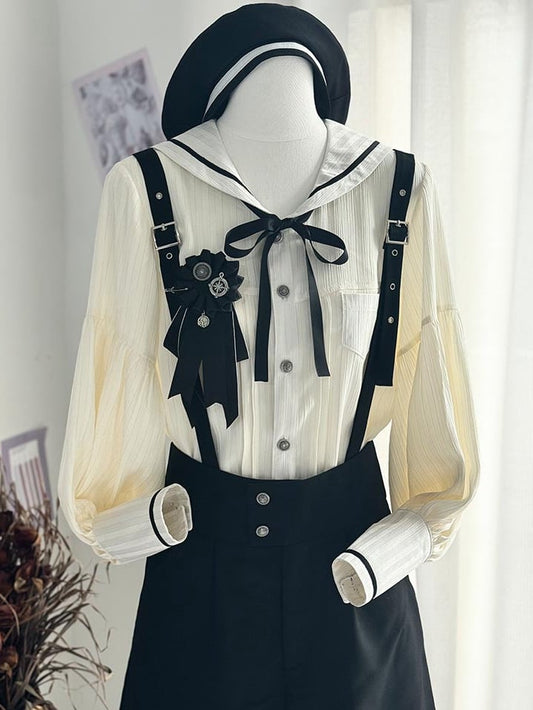 / ベレー帽 ブラックブローチ