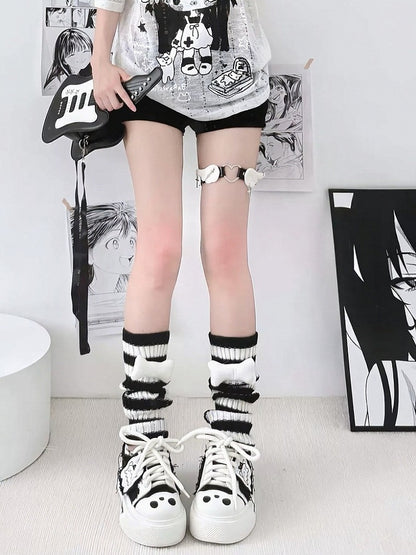 5 - Knit Pastel Stripe Bone with Decor Warmers Leg Colors