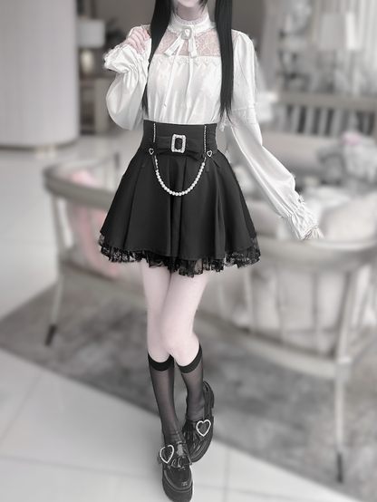 Top Cape Pure Illusion Neckline Jirai with Kei Sleeves White Flowing