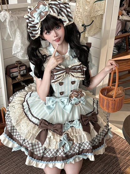 Details Kawaii Puff Theme JSK Dress Sleeves at with Chocolate Bowknot Back Lolita -