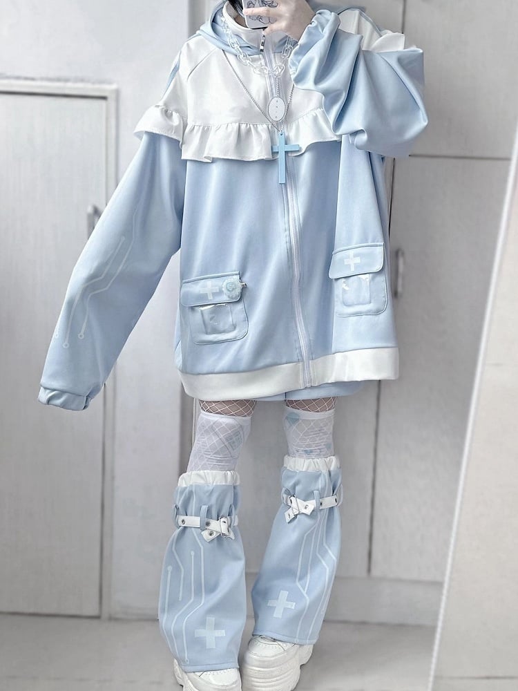 Tenshi Kaiwai Hellblaue Cyberpunk-Shorts