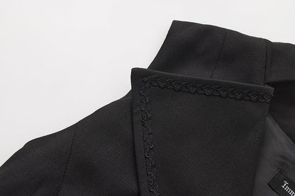 Collar Lapel Ouji Detail Waistcoat Ruffle Train Lolita Detachable Black with