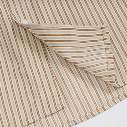 Apricot Striped Puppy Embroidered Tie Shirt - Languid Park