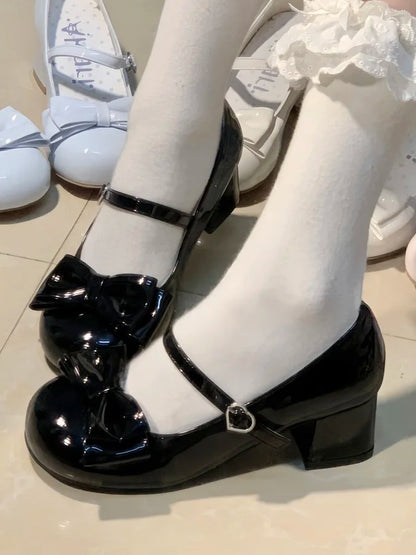 Lolita Janes Style Sweet in Mary Round Black - Toe PU