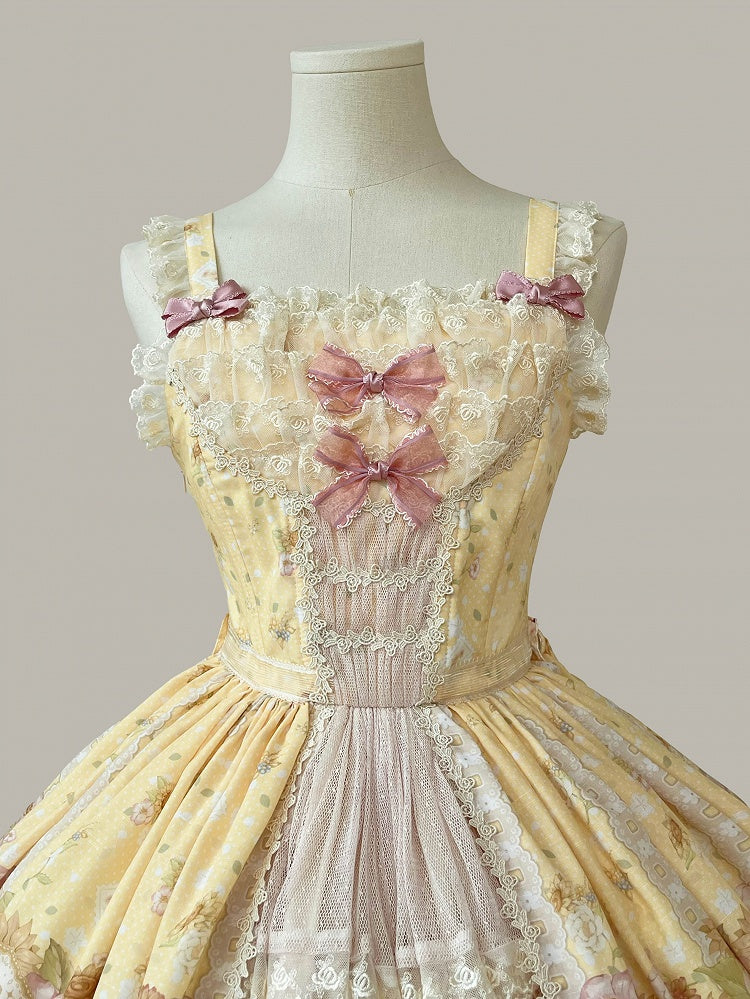 and Yellow Farm Print Sunflowers Jumper Sweet Skirt Lolita Ducks