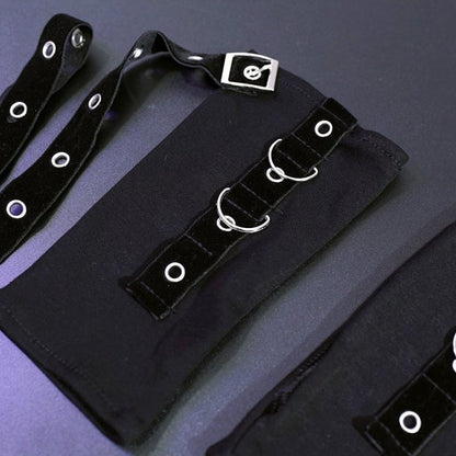 Black Details Cyberpunk Gloves Buckle