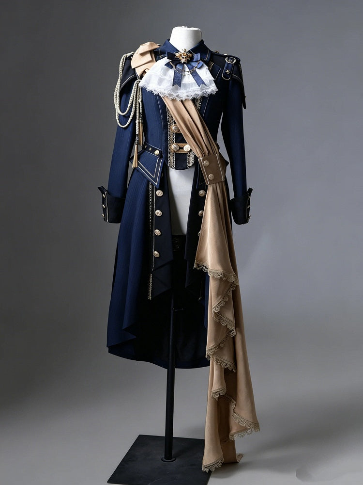 Black & Blue Military Coat with Ribbon Set