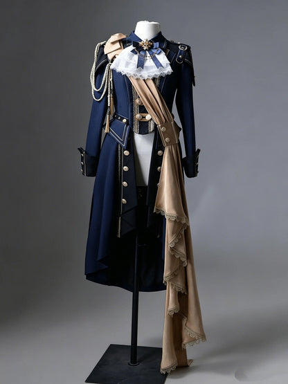 Black & Blue Military Coat with Ribbon Set