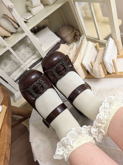 Heels Bow Frame Picture - Toe Elegant Top Brown Middle at Design Lolita Round