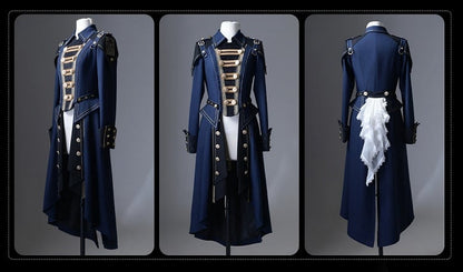 Black & Blue Military Lolita Double-Breasted Coat