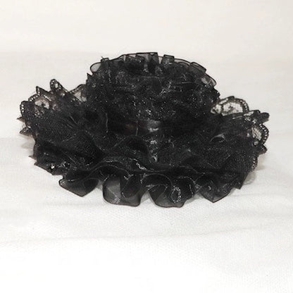 Lace Mini Hat Black/BlackWhite Trim