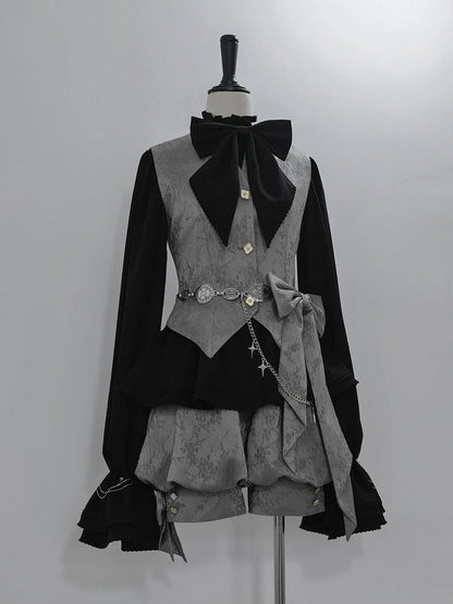 Prince Weste mit Stehkragen Grau Ouji Jacquard