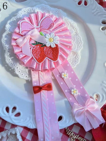 Cherry/Strawberry/Cake Options Details Pattern Polka-dot 7 Applique Bowknot Brooch/Hairclip