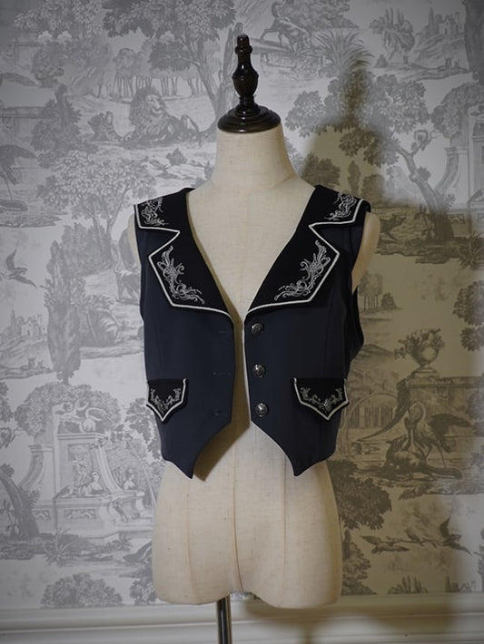 Lolita Waistcoat Pirate Ouji Black Vibes Delicate Embroidery