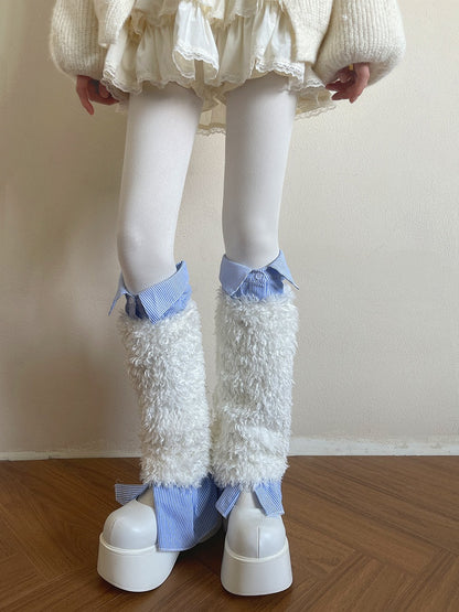 Curly Fur White Warmers Faux Leg