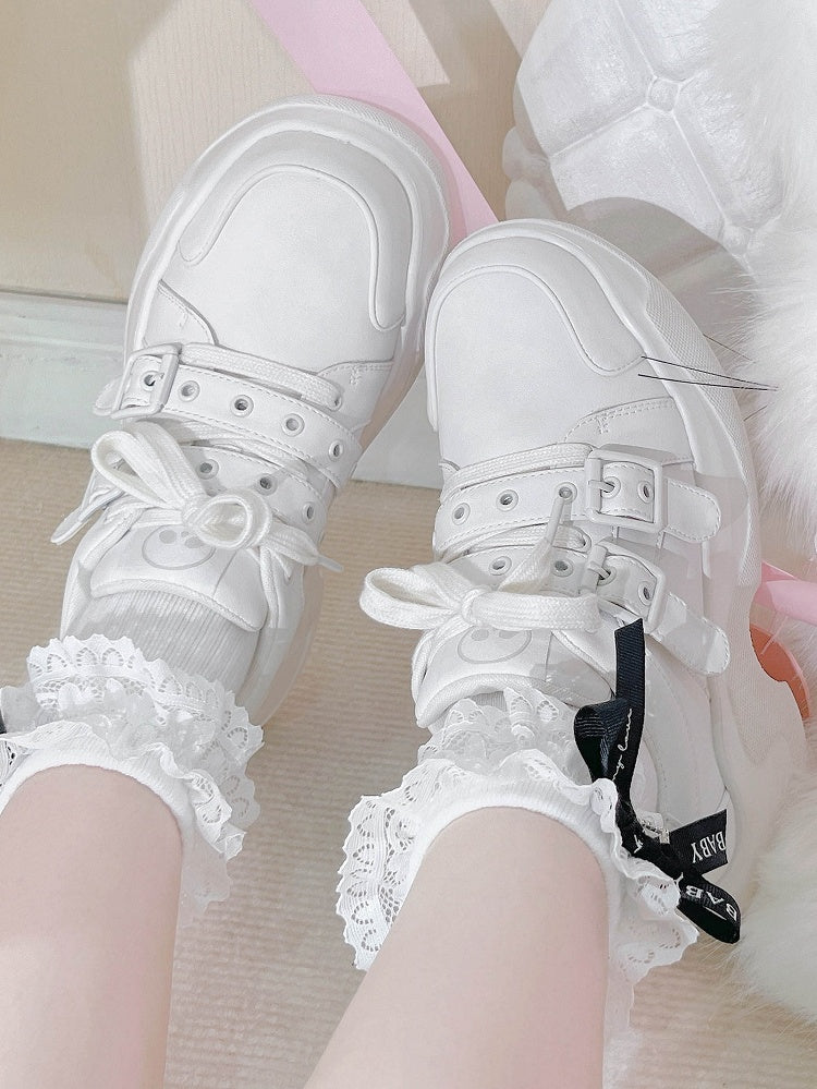 Closure Traditional - Height Straps 7cm Gothic Heel in with Sneakers Buckle White Version Regular Lacing