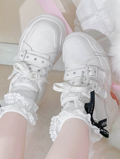 Closure Traditional - Height Straps 7cm Gothic Heel in with Sneakers Buckle White Version Regular Lacing