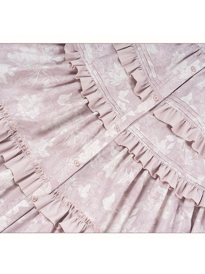 Pink Sweet Lolita Layered Skirt Sleeveless Dress with Embroidery - Yimu Walnut