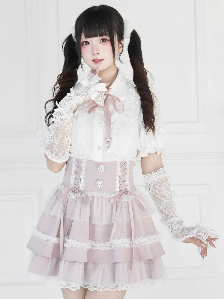 Farben Jirai Bowknot Kei Details 5 Spitzen-Handgelenkmanschetten mit