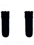 Off-White/Black Floral Pattern Cut-out Design Calf Socks