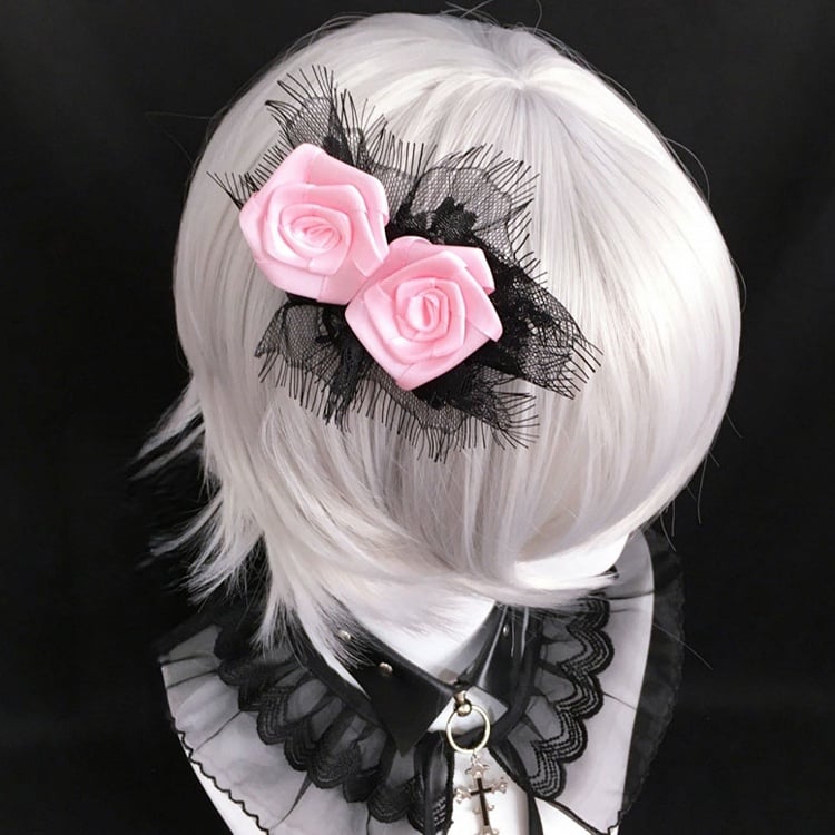 Design Hairclip Rosette Lace Colors 7 Gothic