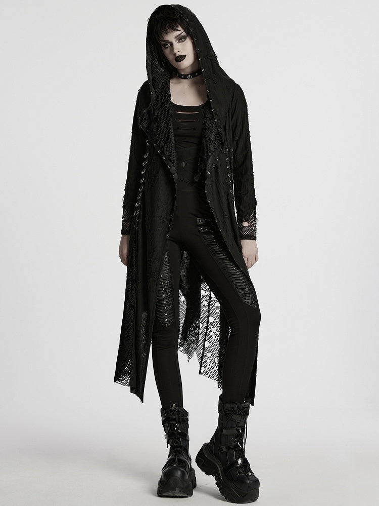 Knitted Black Decadent Coat Gothic Asymmetric
