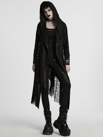 Knitted Black Decadent Coat Gothic Asymmetric