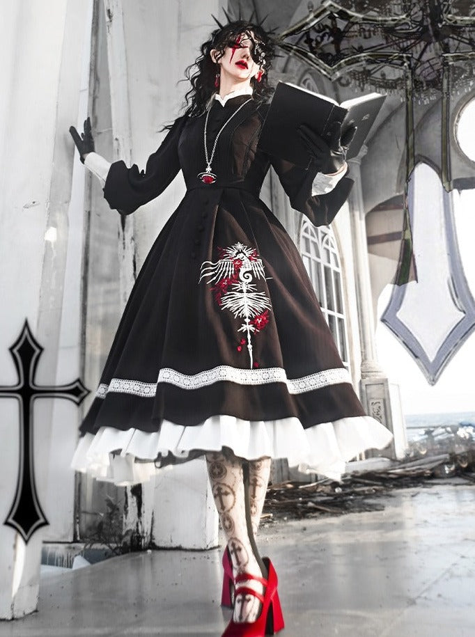 デザインフリルゴシックドレスオリジナルビッグプージー付き