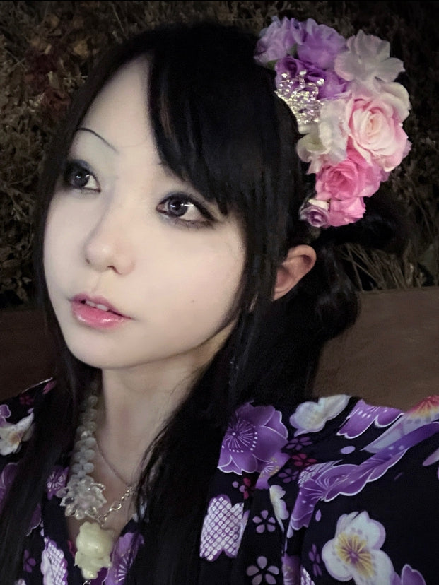 Verzierte Krone PinkLila Haarspange Design Floral