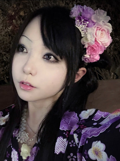 Verzierte Krone PinkLila Haarspange Design Floral