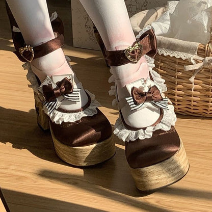 Alice in Wonderland Satin Block-Heel Mary Jane Shoes – Sweet Lolita Style | LilyVow