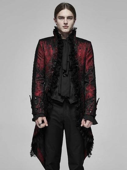 Rococo Coat Gorgeous and Men's Black Dark Red Tuxedo Lace