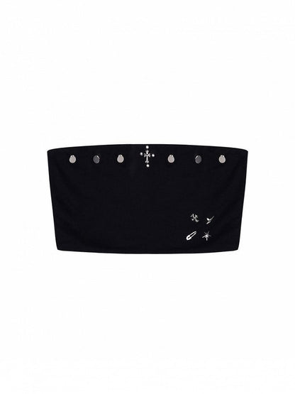 Black Top Studded Tube Punk